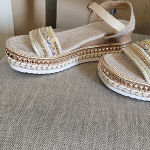 Elegant Beige and Gold Women's Sandals